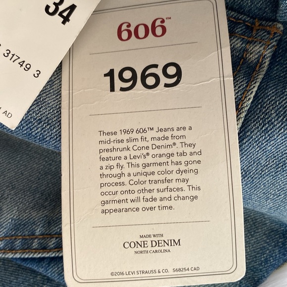 Levi’s 1969 606 Jeans - Cone Denim - Orange Tab 31 x 34 NEW - Picture 13 of 16